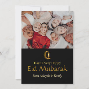 Tarjeta Festiva Eid Mubarak Ramadan Elegante Foto Oro Negro