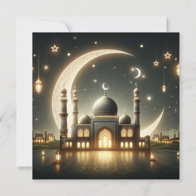 Tarjeta Festiva Eid Mubarak Ramadan Personalizable Saludos Textos  (Anverso)