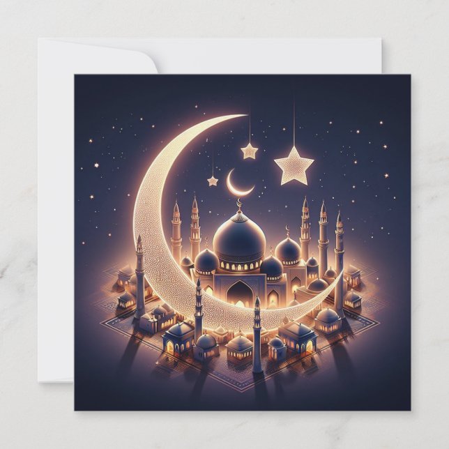 Tarjeta Festiva Eid Mubarak Ramadan Personalizable Saludos Textos (Anverso)