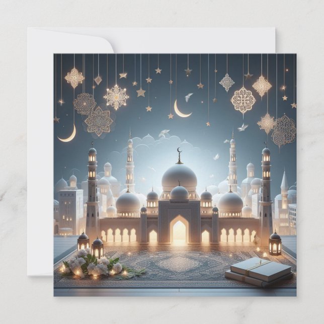Tarjeta Festiva Eid Mubarak Ramadan Personalizable Saludos Textos (Anverso)