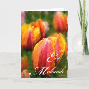Tarjeta Festiva Eid Mubarak-Tulips