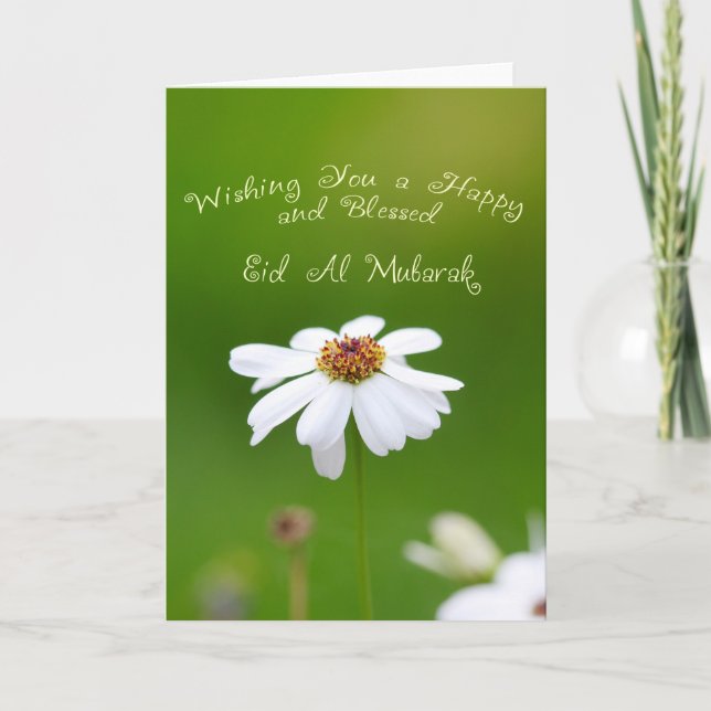 Tarjeta Festiva Eid Mubarak white daisy (Anverso)