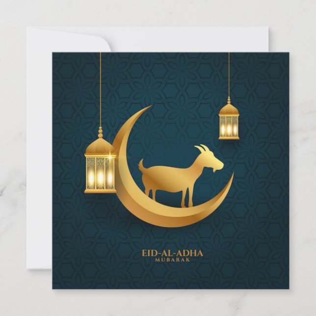 Tarjeta Festiva Eid ul Adha Mubarak Creciente de farol islámico (Anverso)