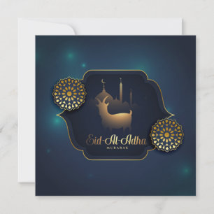 Tarjeta Festiva Eid Ul Adha Mubarak Goat Oro Ornaments Mezquita