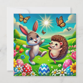 Tarjeta Festiva Ein glücklicher Hase und Igel