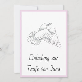 Tarjeta Festiva Einladungskarte zur Taufe mit Taubenmotiv Mädchen