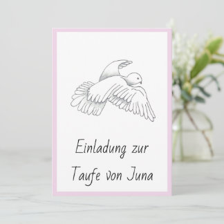 Tarjeta Festiva Einladungskarte zur Taufe mit Taubenmotiv Mädchen