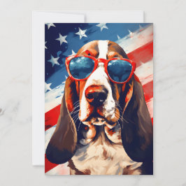 Tarjeta Festiva El 4 de julio, Día de la Independencia de Basset H