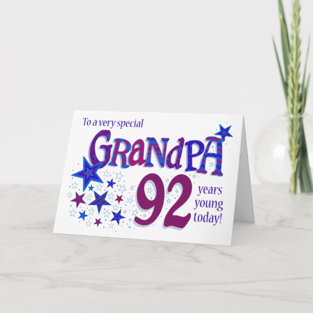 Tarjeta Festiva El 92 aniversario del arte de palabras del abuelo  (Anverso)