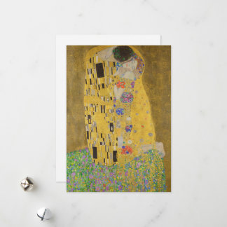 Tarjeta Festiva El abrazo del beso de los amantes por Gustav Klimt