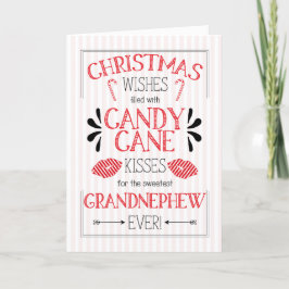 Tarjeta Festiva El abuelo del sobrino Candy Cane besa los deseos d
