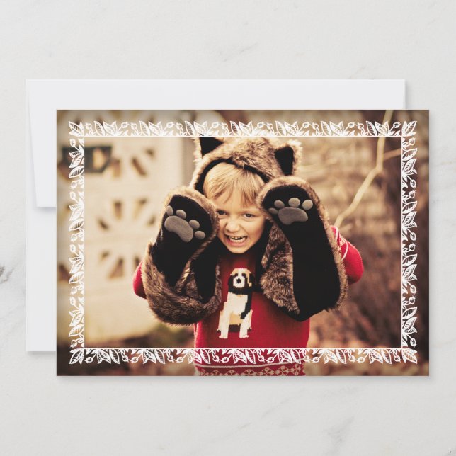 Tarjeta Festiva El acebo sale del saludo blanco de la foto del (Anverso)