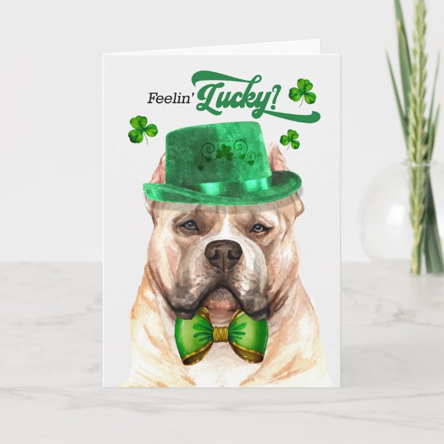 Tarjeta Festiva El afortunado Día de San Patricio de Blonde Pitbul (Anverso)