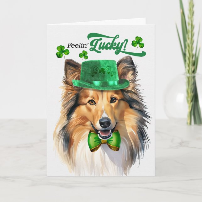 Tarjeta Festiva El afortunado Día de San Patricio de Shetland Shee (Anverso)