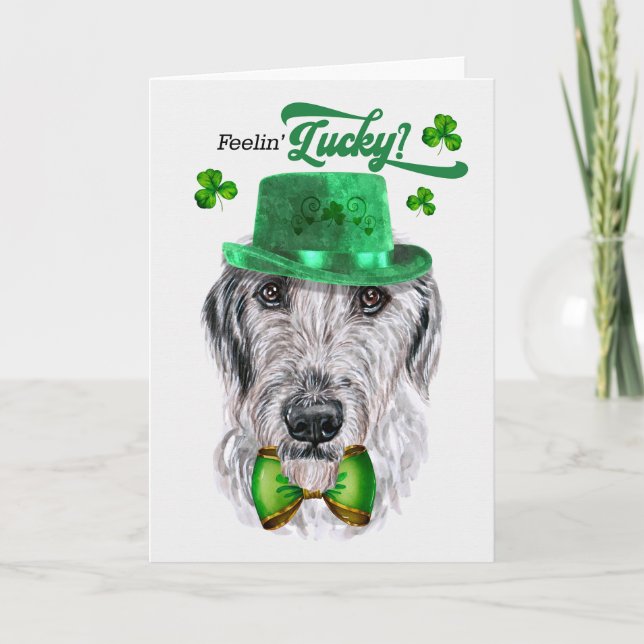 Tarjeta Festiva El afortunado Día de San Patricio de Wolfhound (Anverso)