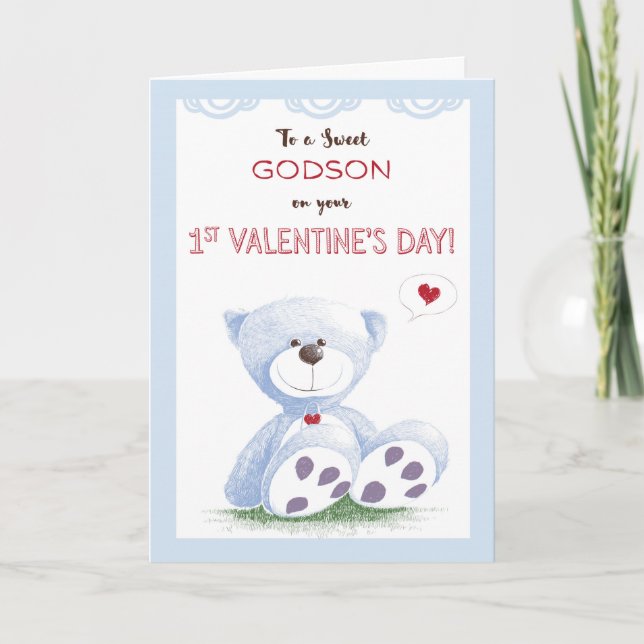 Tarjeta Festiva El ahijado, 1r el día de San Valentín, peluche (Anverso)