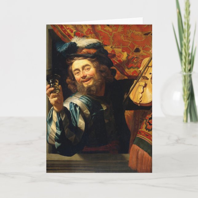Tarjeta Festiva El alegre Fiddler - Van Honthorst (Anverso)