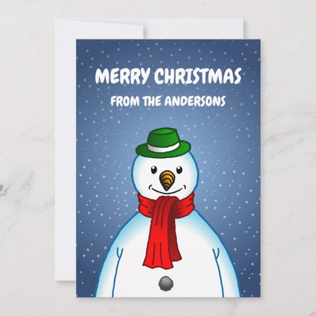 Tarjeta Festiva El Alegre Muñeco de Nieve (Anverso)