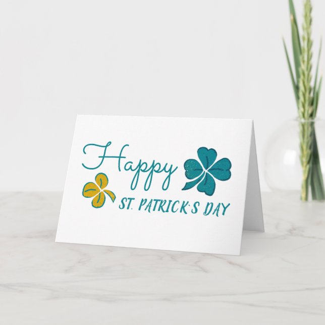 Tarjeta Festiva El amante de las cuatro hojas Shamrock feliz Día d (Anverso)