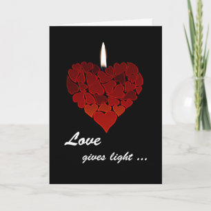 Tarjeta Festiva El amor da luz... El día de San Valentín, corazón,