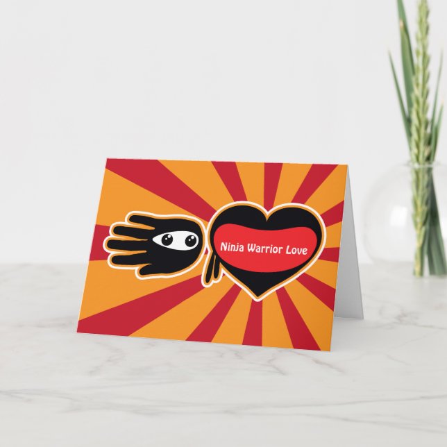 Tarjeta Festiva El amor de los guerreros Ninja de San Valentín (Anverso)