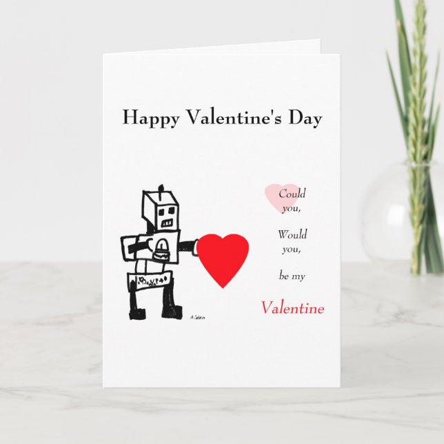 Tarjeta Festiva El amor del robot, sea el mío (Anverso)