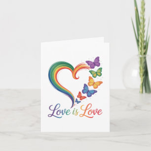 Tarjeta Festiva El Amor Es Amor LGBT Mariposa Corazón Arcoíris
