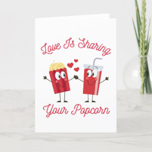 Tarjeta Festiva El Amor Es Compartir Tus Palomitas Día de San Vale