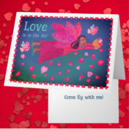 Tarjeta Festiva El amor está en el aire Ángel de arte popular pers