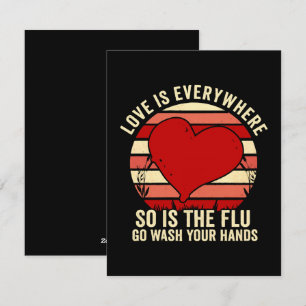 Tarjeta Festiva El amor está en todas partes pero también la gripe
