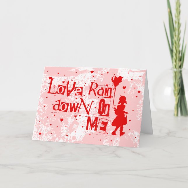 Tarjeta Festiva el amor llueve sobre mí. (Anverso)