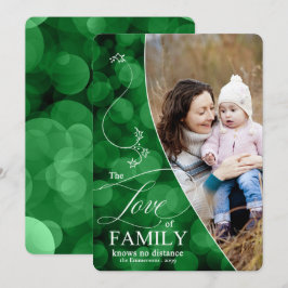 Tarjeta Festiva El amor por los Navidades de Green Bokeh en famili