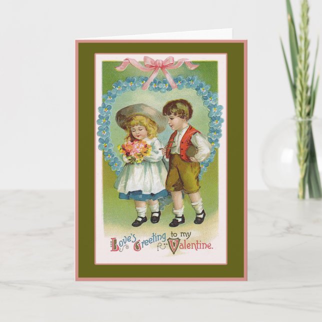 Tarjeta Festiva El amor saluda a un viejo Valentín de moda (Anverso)
