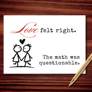 Tarjeta Festiva El amor se sintió bien. La matemática era cuestion