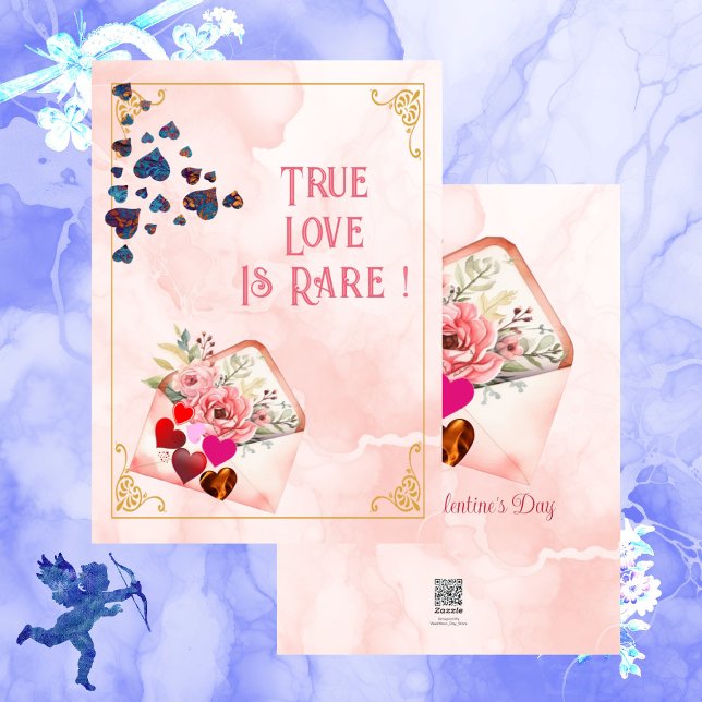 Tarjeta Festiva El amor verdadero es una cita romántica El día de  (True Love Is Rare Valentine's Day Romantic Quote Holiday Card)