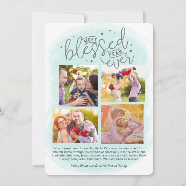 Tarjeta Festiva El año bendecido en la revisión azul| (Anverso)