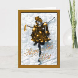 Tarjeta Festiva El Año Nuevo desea a la chica marchosa del vintage