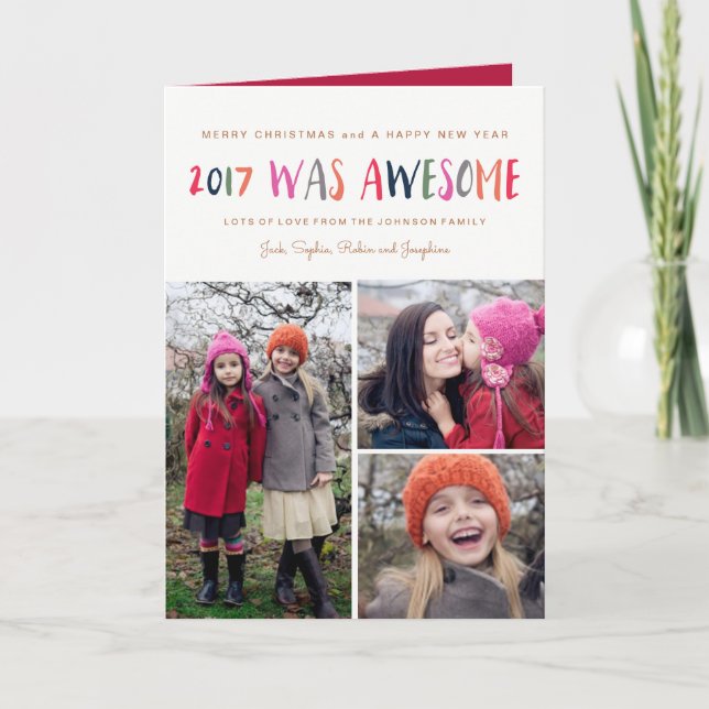 Tarjeta Festiva El Año Nuevo el | 2017 era el | impresionante (Anverso)