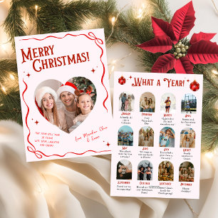 Tarjeta Festiva El año rosado y rojo de la reverencia en Navidades