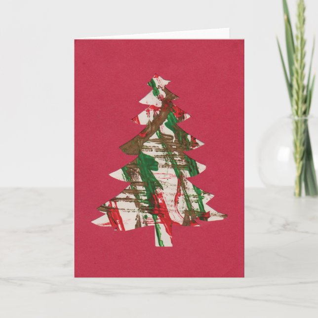 Tarjeta Festiva El árbol adentro Fingerpaint (Anverso)