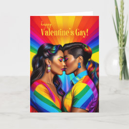 Tarjeta Festiva El arcoiris lésbico gay de San Valentín