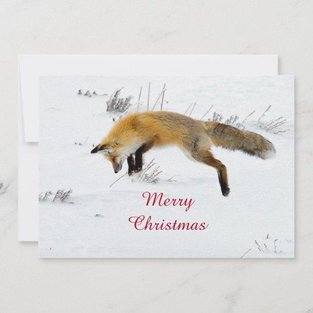Tarjeta Festiva El avión de Navidades de fotos de nieve de Fox Jum (Anverso)