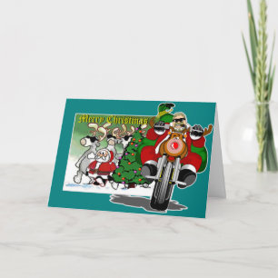 Tarjeta Festiva El ayudante de ciclismo de Santa Claus Bubba Claus