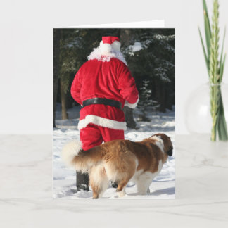 Tarjeta Festiva El ayudante peludo de Santa