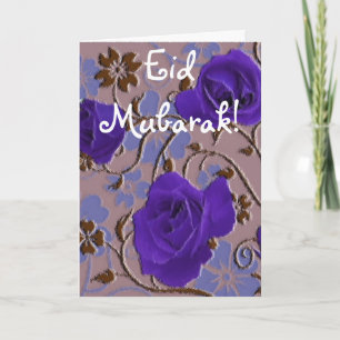 Tarjeta Festiva El azul florece el ramo Eid Mubarak