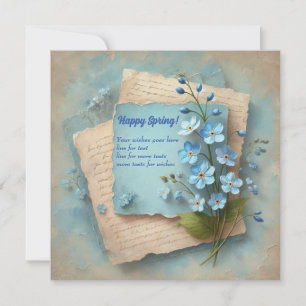 Tarjeta Festiva El azul vintage caprichoso me olvida no las flores
