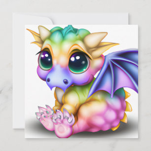 Tarjeta Festiva El bebé Dargon Kawaii, lindo y colorido