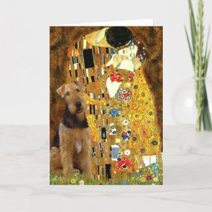 Tarjeta Festiva El beso - Airedale Terrier (#1)