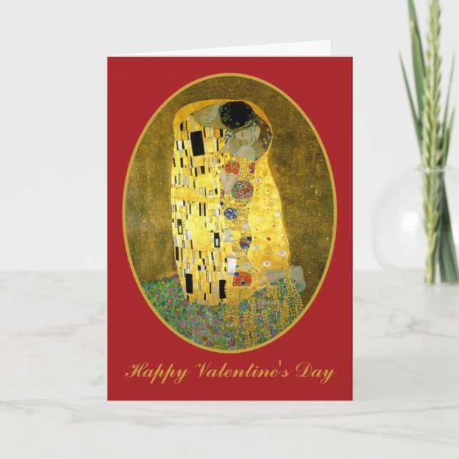 Tarjeta Festiva El beso de Gustav Klimt (Anverso)