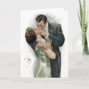 Tarjeta Festiva El beso, la pareja vintage